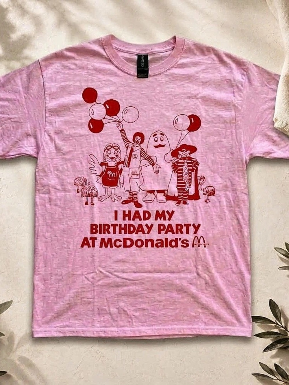 Pink McDonald's Birthday Party-Themed T-Shirt (Featuring Ronald)